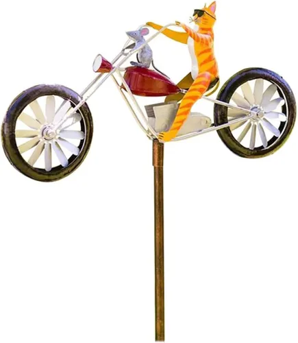 Miniatura 2 de Molinador de viento de metal para bicicleta vintage, esculturas de viento de bicicleta vintage, lindas esculturas cinéticas de animales, esculturas