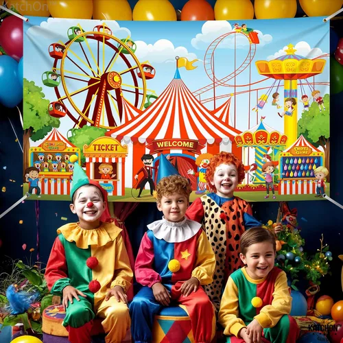 Miniatura 4 de KatchOn, Fondo de carnaval extragrande para juegos de carnaval - 72 x 44 pulgadas Decoraciones de fiesta temática de carnaval Decoraciones
