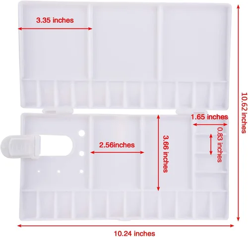 Miniatura 2 de SUNIY - Paleta de acuarela plegable para pintar con 33 compartimentos, agujero para el pulgar y soportes para pinceles, color blanco