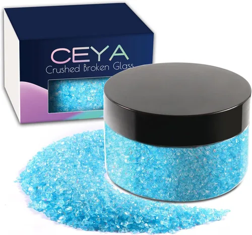Miniatura 9 de Ceya 5.3 onzas/150g Vidrio Triturado Irregular Azul Neptuno Metálico Chips de Cristal Vidrio Roto Chips Purpurina 2-4mm Manualidades Purpurina