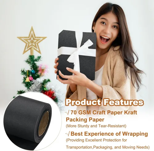 Miniatura 3 de PATIKIL Papel de regalo, 12 x 300 pulgadas (25 pies), rollo de papel kraft para manualidades de 70 GSM, papel de embalaje para tablones de anuncios