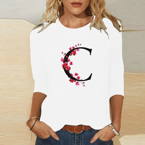 Miniatura 3 de Camisetas del alfabeto, camiseta de regalo con letras con monograma, camiseta con inicial para atuendo familiar a juego, blusas de manga 34
