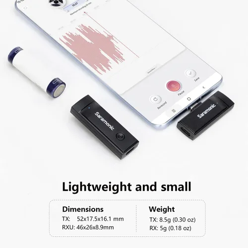Miniatura 6 de Saramonic Micrófono inalámbrico para Android, Blink GO-U1 Micrófono inalámbrico Lavalier con cancelación de ruido para dispositivos