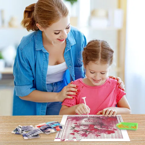 Miniatura 6 de EOBROMD Kit de pintura artística de diamantes de flores, pinturas de diamantes de perforación completa para adultos principiantes, pintura