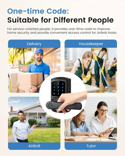 Miniatura 5 de Hidalife Cerradura de puerta de entrada sin llave, cerraduras inteligentes para puerta delantera, perilla de puerta con teclado con asa, pantalla