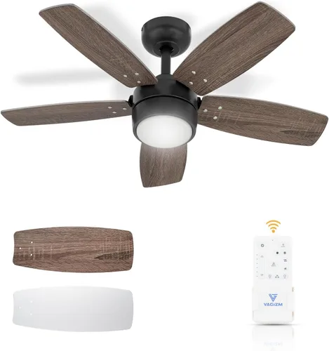 Ventilador de techo de 36 pulgadas para habitación pequeña: Ventiladores de techo modernos con control remoto de luz - Motor CC silencioso