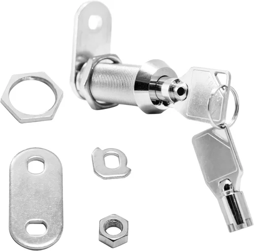 Miniatura 2 de Kingsley Cerradura tubular de leva (paquete de 2) con cilindro de 1-1/2 pulgadas, acabado cromado, con llave similar, cerradura para gabinete de RV
