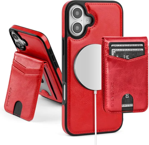 Miniatura 28 de SkyEagle Magsafe - Funda magnética 2 en 1 desmontable para iPhone 11 Pro Max con tarjetero, para mujeres y hombres, piel sintética con bloqueo RFID