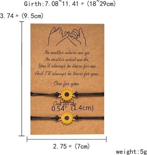 Miniatura 4 de Pulsera tobillera con diseño de girasol, pulsera ajustable de amistad con diseño de girasol, el mejor regalo para mejores amigos, pareja, familia