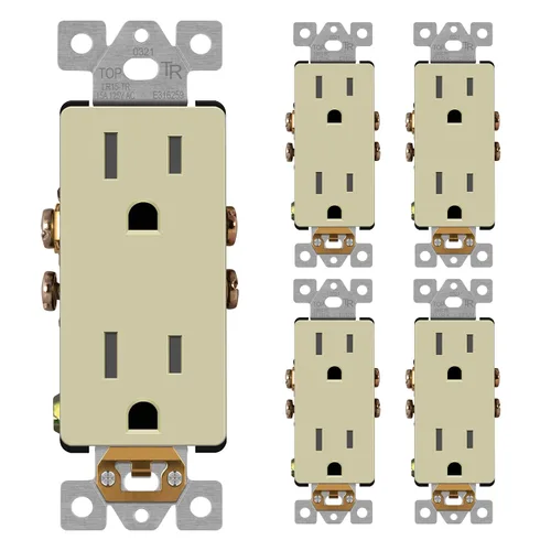 Miniatura 22 de LIDER LR15-TR-GD5P - Receptáculo decorativo mate c/tapa frontal intercambiable, tomacorriente a prueba de manipulaciones/niños, autoconexión a Dorado