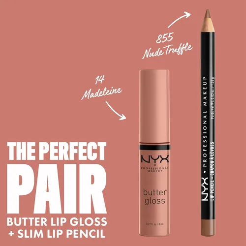 Miniatura 4 de NYX MAQUILLAJE PROFESIONAL Brillo de mantequilla, brillo de labios no pegajoso - Madeleine (Mid-Tone Nude)
