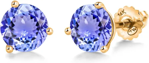 Miniatura 143 de Gem Stone King Aretes de Martini de oro amarillo de 14 quilates Aretes de tuerca de 3 puntas para mujeres y hombres Redondos de 0.236 pulgadas