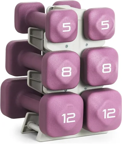 Miniatura 35 de Tone Fitness Juego de mancuernas de neopreno con estante de almacenamiento – Pesos de mano antideslizantes y antideslizamiento para entrenamientos
