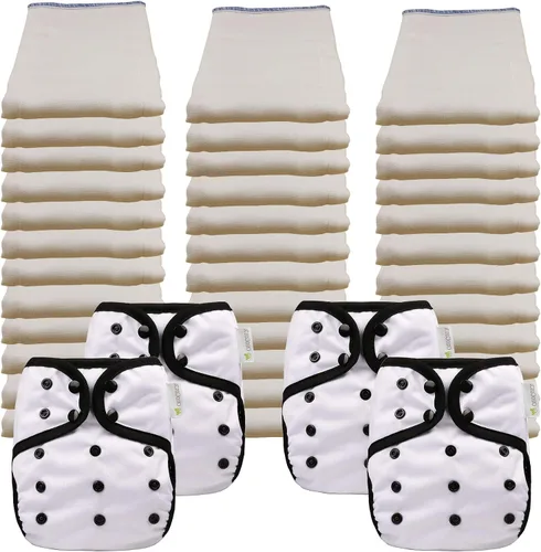 Miniatura 8 de OsoCozy Paquete de pañales de tela preplegados económicos: 3 docenas de pañales preplegados 100% algodón sin blanquear y 4 fundas de pañales