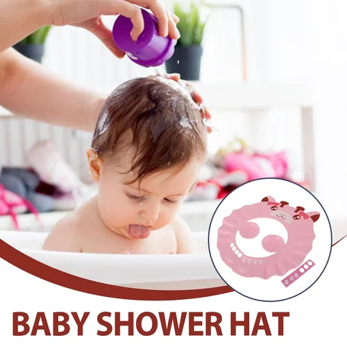 Miniatura 4 de Gorro de ducha para bebé para lavar el cabello, sombrero de champú hipopótamo ajustable para niños pequeños con orejeras, escudo impermeable