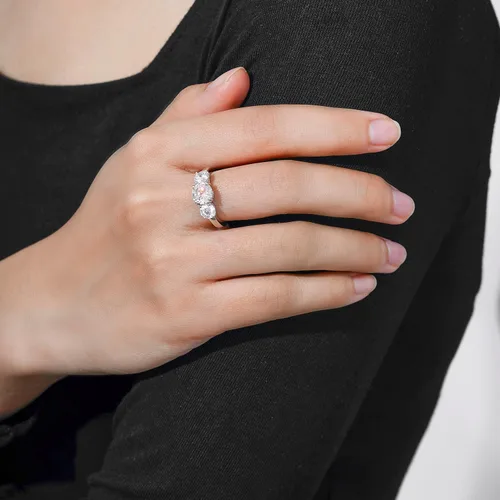 Miniatura 5 de Tienda Collection Platinum or Gold Plated Sterling Silver Round 3-Stone Ring made with Infinite Elements Cubic Zirconia