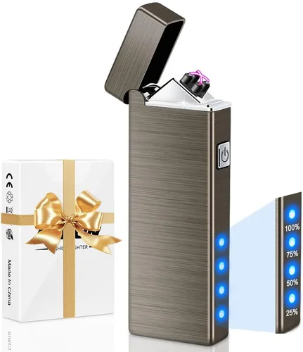 Miniatura 8 de LcFun Encendedor eléctrico recargable por USB, resistente al viento, de plasma, doble arco con indicador de batería LED, sin llama, encendedores