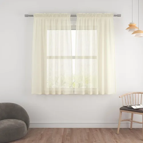 Miniatura 82 de UPOPO Paneles de Cortina Beige Pequeños Cortinas Transparentes de Gasa de 16 Pulgadas de Largo Cortinas de Cocina de Voile con Textura de Lino