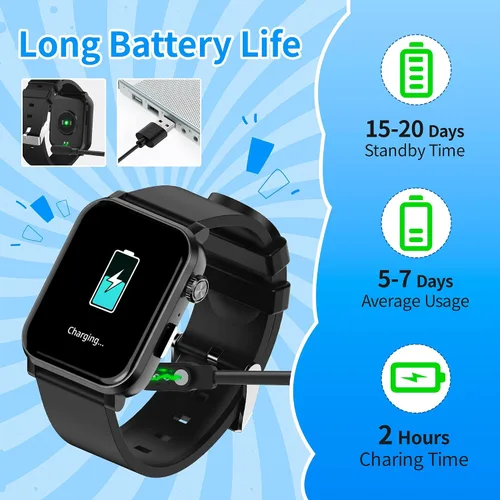 Miniatura 8 de EZON Reloj inteligente para niños y niñas, reloj HD de 1.83 pulgadas con función de llamada, juegos, podómetro, frecuencia cardíaca, SpO2, monitor