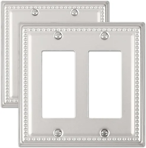 Miniatura 8 de Paquete de 4 cubiertas para interruptor de luz, cubierta decorativa para interruptor de níquel satinado, placas de pared metálicas de palanca única