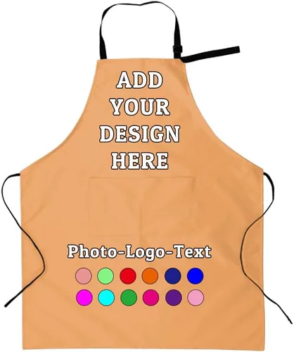 Miniatura 24 de Delantal personalizado para adultos, delantales personalizados con bolsillos, añade tu logotipo y foto, delantal impermeable ajustable personalizado