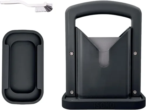 Cortador de bagel ISOKO - Cortador de bagel de acero inoxidable de alta calidad, con guillotina suave y base de silicona antideslizante para