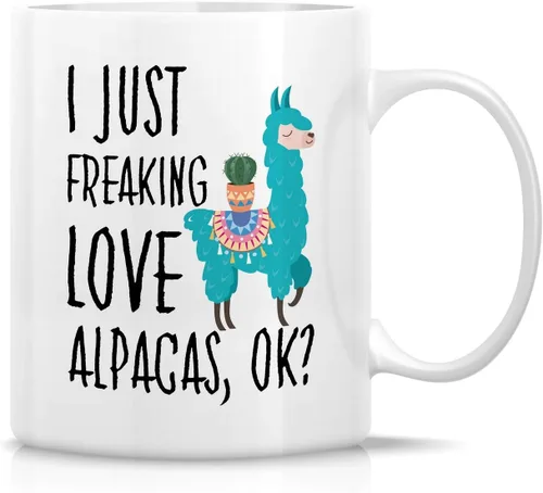 Retreez Taza divertida – I Just Freaking Love Alpacas Alpaca Fan Lover - Tazas de café de cerámica de 11 onzas – Divertido, sarcasmo, motivacional,