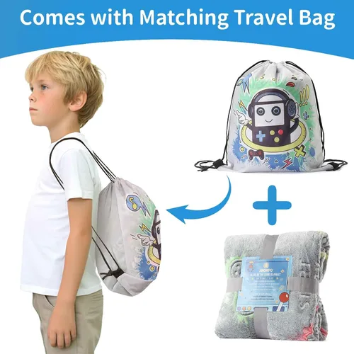 Miniatura 7 de Manta que brilla en la oscuridad, regalos de controlador de juego para niños, manta suave para niños jugadores de 3, 4, 5, 6, 7, 8, 9, 10, 11, 12
