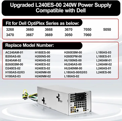 Miniatura 3 de LXun Fuente de alimentación L240ES-00 H240ES-02 B240AM-02 240w PSU compatible con Dell OptiPlex 3050 5050 7050 Mini Tower J61WF DK87P F484X DW3M7