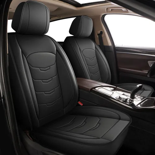 Miniatura 32 de Juego de fundas de asiento de automóvil para GMC Canyon 2015-2025, juego de fundas de asiento delantero de cuero con soporte lumbar, protector