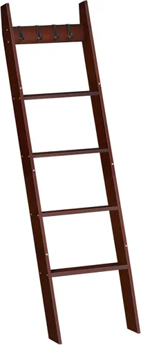 HOOBRO Escalera para toallas para sala de estar y dormitorio, estante decorativo en forma de escalera de 5 niveles para pared y baño, con 4 ganchos