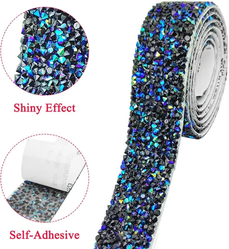Miniatura 4 de 5 rollos de cinta de diamantes de imitación autoadhesiva, tiras de diamantes de imitación para Navidad, bodas, pasteles, cumpleaños, manualidades