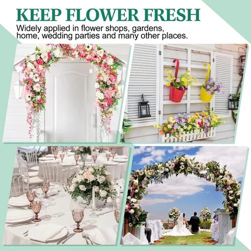 Miniatura 7 de 144 tubos de agua florales verdes, tubos de flores de plástico para flores frescas con tapa de goma para arreglos de tallos florales, 2 tamaños
