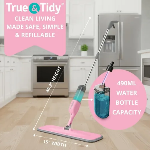 Miniatura 9 de Trapeador de pulverización resistente para limpieza de pisos, botella de agua recargable, utiliza cualquier solución de limpieza, almohadillas