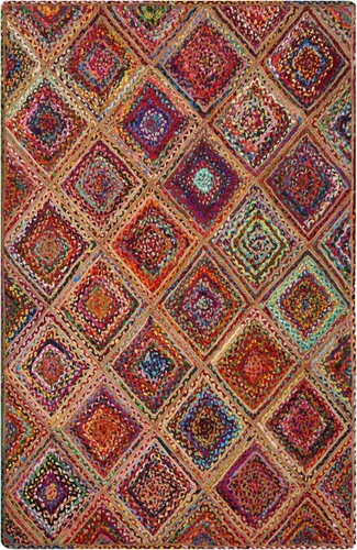Miniatura 11 de Natural Jute Collection - Alfombra cuadrada de 3 x 3 pies, alfombra de yute trenzada a cuadros multicolor de 0.27 pulgadas de grosor, ideal