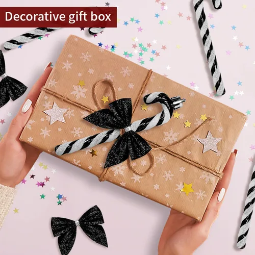Miniatura 5 de 24 piezas de decoraciones navideñas de bastón de caramelo, lazos de bastón de caramelo con purpurina de 5.5 pulgadas para árbol de Navidad, adorno