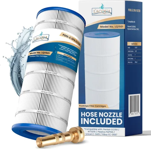 LACQUA Cartucho de filtro de piscina LQ1501 150 SqF reemplaza Pentair Clean & Clear 150, CC150, CCRP150, Posi Clear PXCRP150, R173216, PAP150,