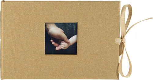 Álbum de fotos pequeño Kolo Noci de 4x6, con capacidad para 24 fotos, ideal para bodas y libros de bebé, dorado