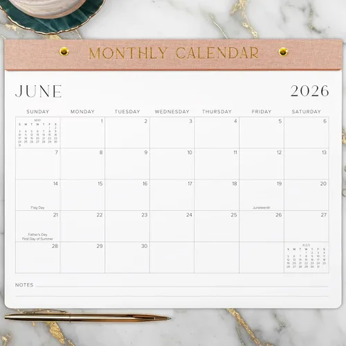 Calendario de escritorio estético 2026-2027, desde enero de 2026 hasta julio de 2027, calendario minimalista de escritorio de oficina o pared de Rosa