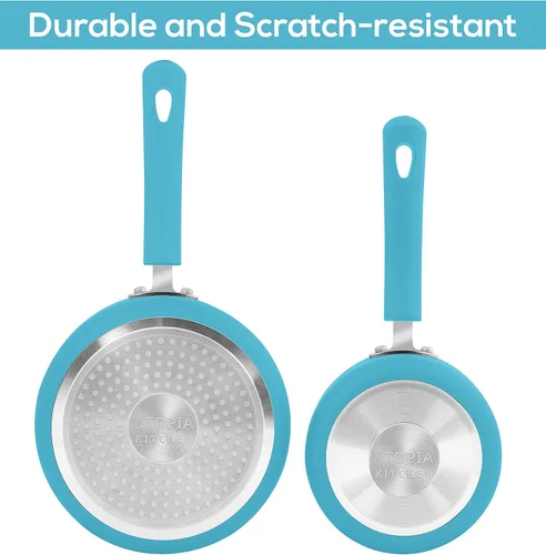 Miniatura 6 de Utopia Kitchen Juego de cacerolas antiadherentes, 1 cuarto y 2 cuartos de galón, tapa de vidrio, uso multiusos para el hogar, cocina o restaurante