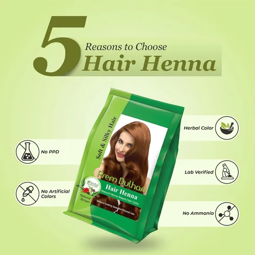Miniatura 7 de Prem Dulhan Henna capilar de 4.41 oz/4.40 onzas para resultados vibrantes y duraderos, sombra marrón natural, sin amoníaco y sin PPD, bolsitas