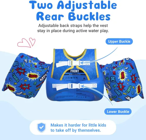 Miniatura 2 de Dark Lightning Chaleco de natación para niños de 2, 3, 4, 5, 6 y 7 años, flotadores para niños pequeños con alas de brazo de 30 a 50 libras, chaleco