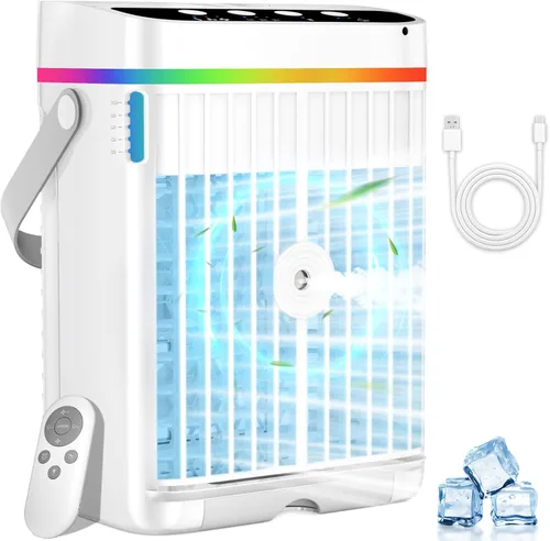 Aire Acondicionado Portátil, Mini Aire Acondicionado Portátil de 1250ml Ventilador de Enfriamiento de Aire Ventilador de Aire con 3 Velocidades y