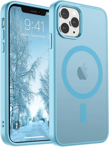 Miniatura 86 de SUPFINE Funda magnética para iPhone 11 Pro Max (compatible con MagSafe) (protección contra caídas de grado militar), delgada, translúcida mate, a