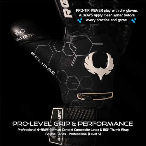 Miniatura 4 de Renegade GK Eclipse - Guantes de portero de fútbol de nivel profesional, para adultos y jóvenes (tallas 7 a 12, nivel 5) agarre de contacto EXT
