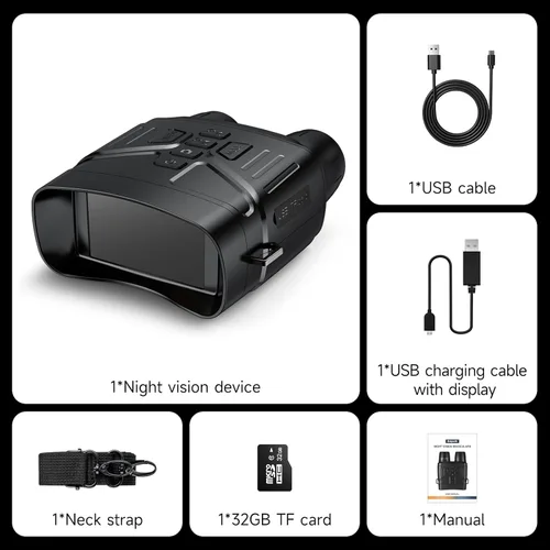 Miniatura 7 de Gafas de visión nocturna, prismáticos infrarrojos de visión nocturna 4K con batería recargable de 4000mAh, tarjeta TF de 32GB para acampar, regalo