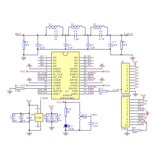 Miniatura 3 de Generador, módulo generador DDS AD9850, 2 ondas sinusoidales y 2 onda cuadrada, 0-40MHz