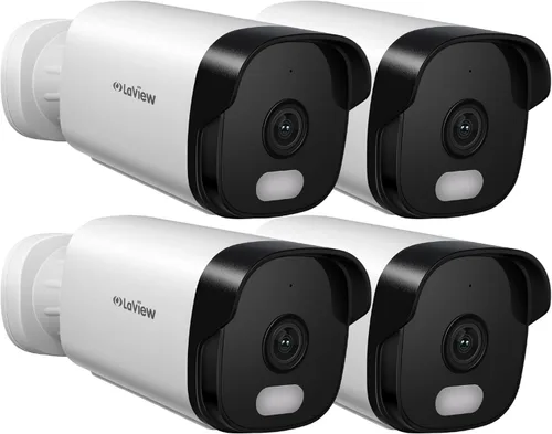 LaView Cámara de seguridad de 5 MP para exteriores con visión nocturna a color, cámaras con cable 3K para seguridad del hogar, cámara impermeable