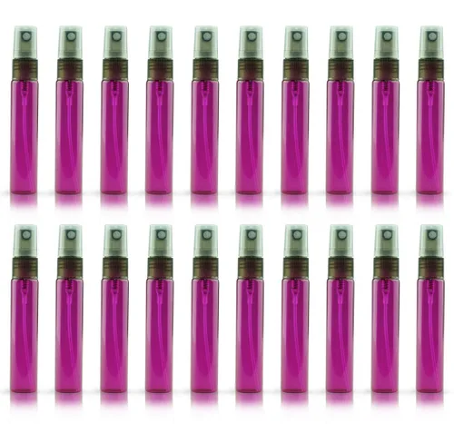 Miniatura 11 de Juego de 20 botellas de perfume de viaje de 10 ml, atomizador recargable, botella vacía hidratante (con tapas doradas)