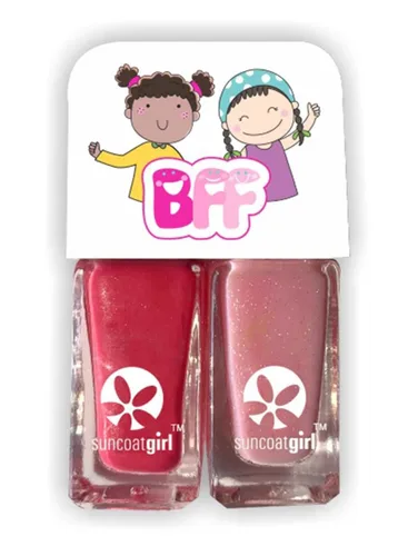 Suncoatgirl Juego de esmaltes de uñas para niños con purpurina BFF Glam Duo – Esmalte de uñas seguro no tóxico a base de agua, inodoro, se despega